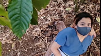 Asian fucked in public,risky sex outdoor creampie