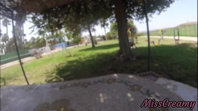 Real Flash – Naked in the public park I touch my stepfather’s cock while strangers watch us