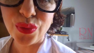 Office Obsession, The naked secretary in the office puts on nylon, underwear, stockings, office 11