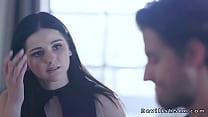 Dark haired teen athlete Violet Rain seduces her coach Jay Smooth and gives him head then he pounds her tight pussy in cowgirl and doggy style