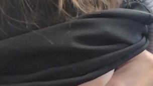 Teacher flashes and rubs nipple in the classroom